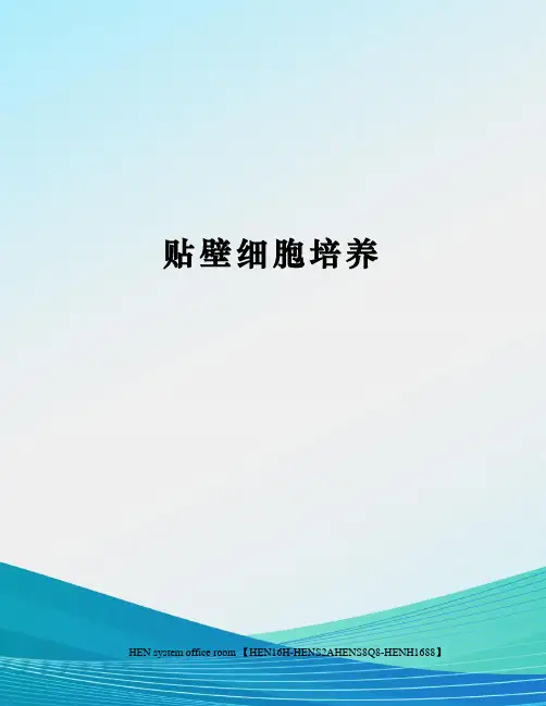 贴壁细胞培养完整版