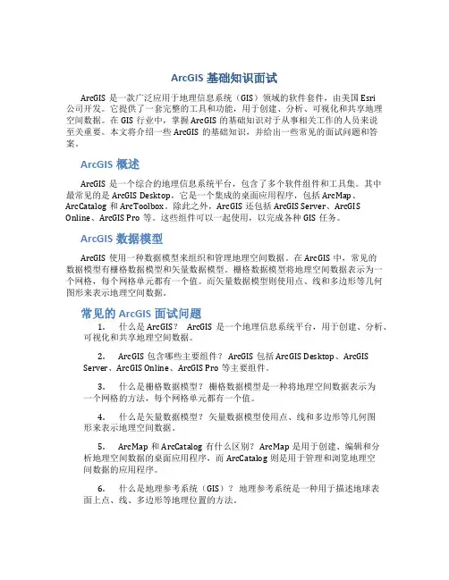 arcgis基础知识面试