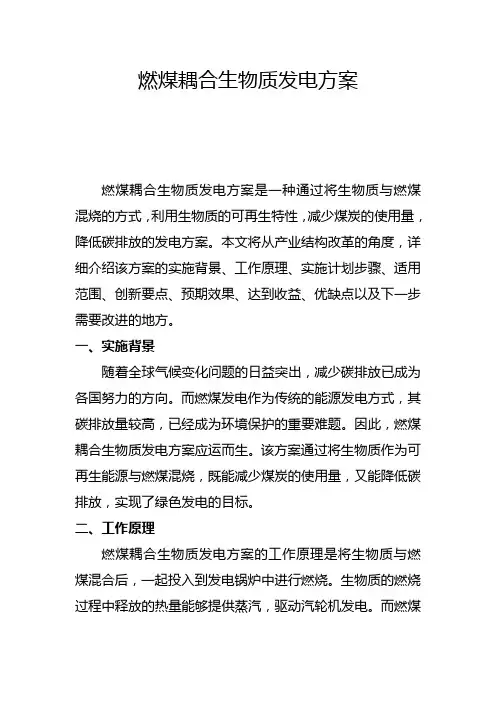 燃煤耦合生物质发电方案(四)