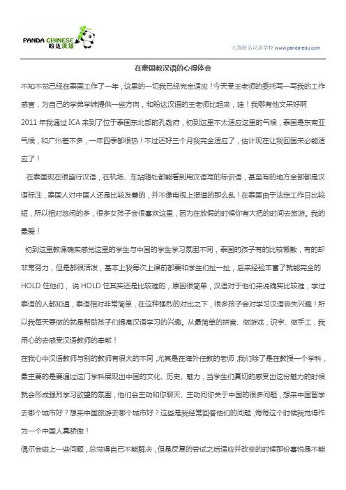 在泰国教汉语的心得体会