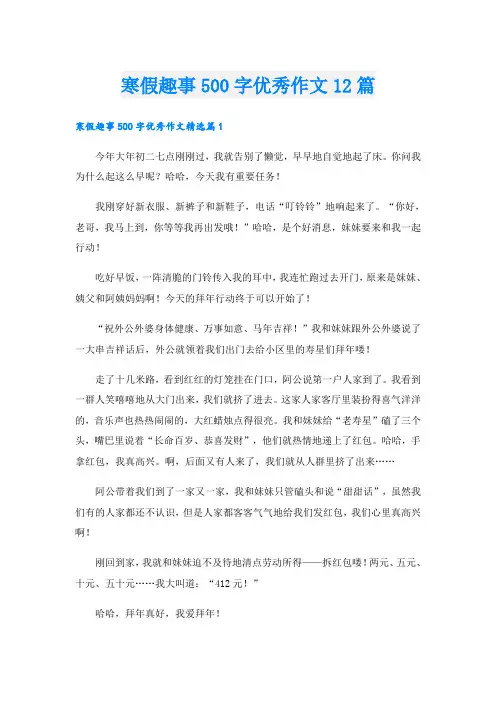 寒假趣事500字优秀作文12篇