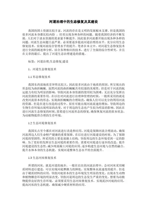 河道治理中的生态修复及其建设
