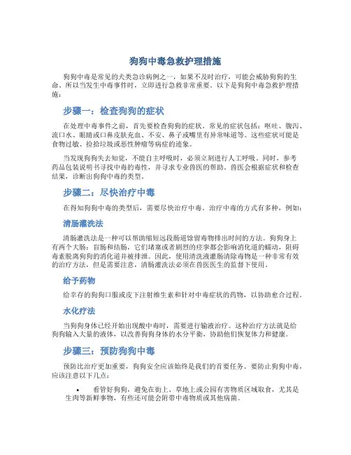 狗狗中毒急救护理措施