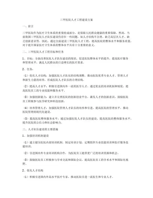 三甲医院人才工程建设方案
