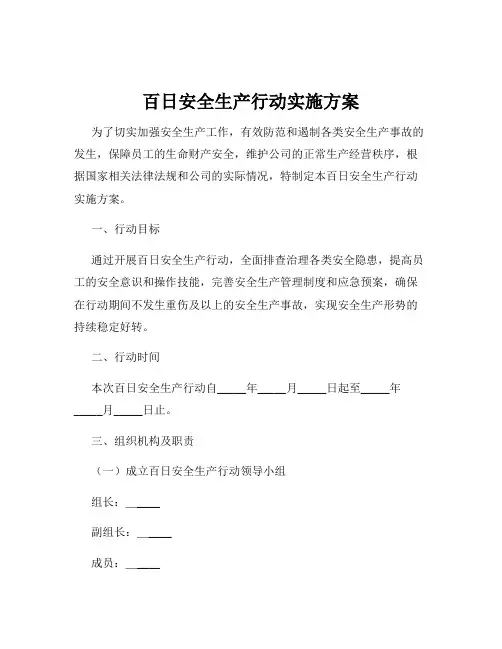 百日安全生产行动实施方案