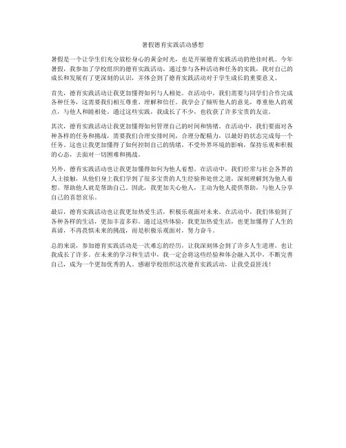 暑假德育实践活动感想