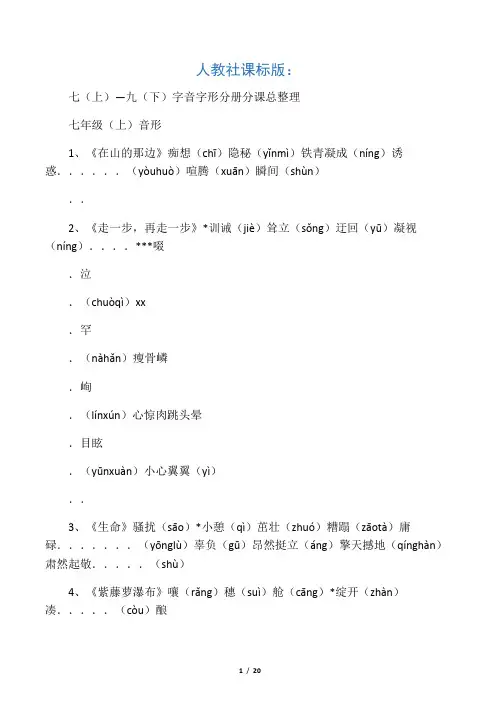 中考字音字形大全(人教版)