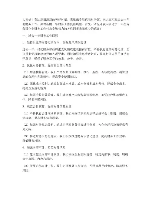 年度会议财务总监发言稿