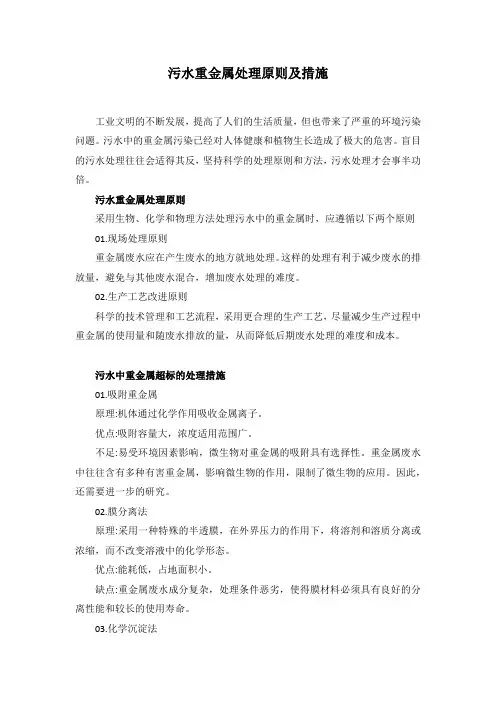 污水重金属处理原则及措施