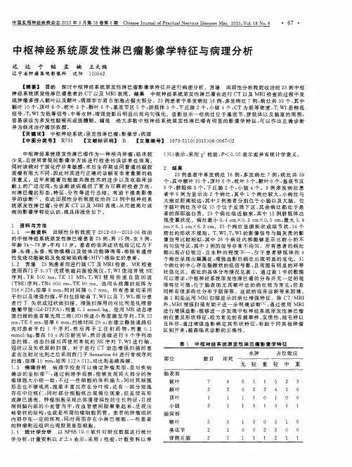 中枢神经系统原发性淋巴瘤影像学特征与病理分析