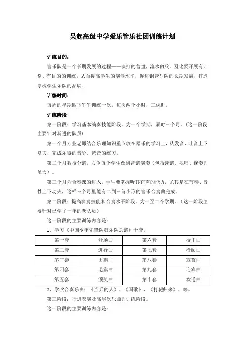 管乐队管乐社团训练计划