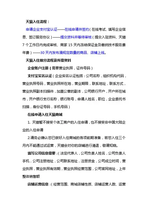 【天猫商城入驻流程】