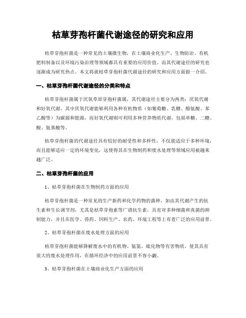 枯草芽孢杆菌代谢途径的研究和应用