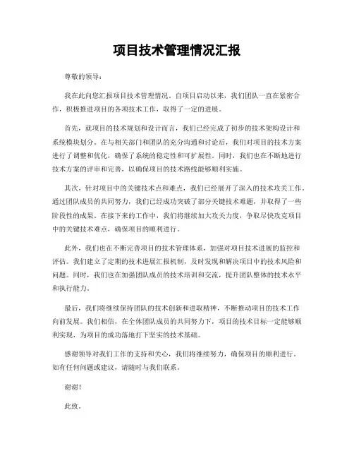 项目技术管理情况汇报
