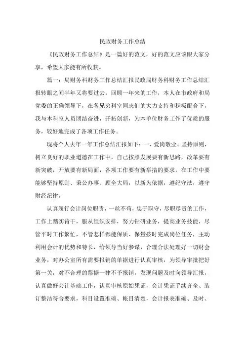 民政财务工作总结