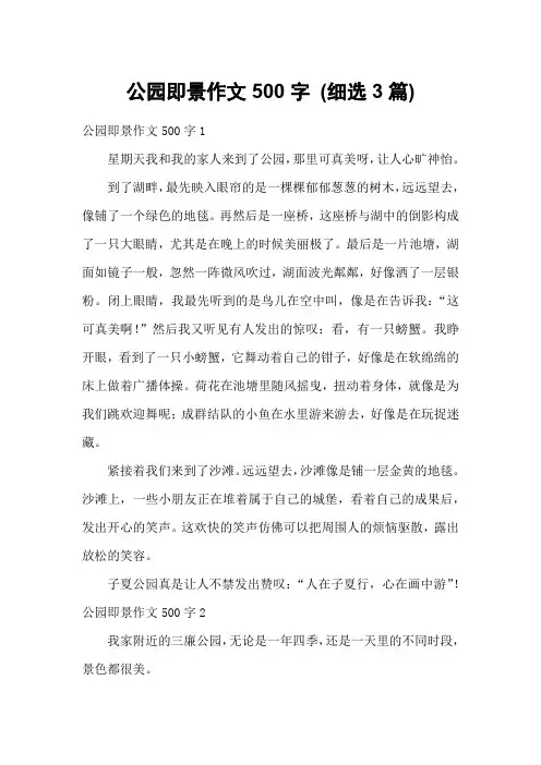 公园即景作文500字 (细选3篇)