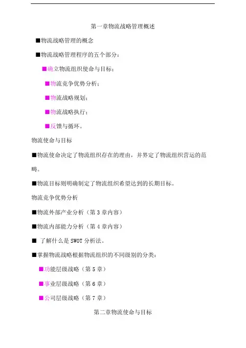 物流战略管理概述
