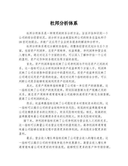 杜邦分析体系