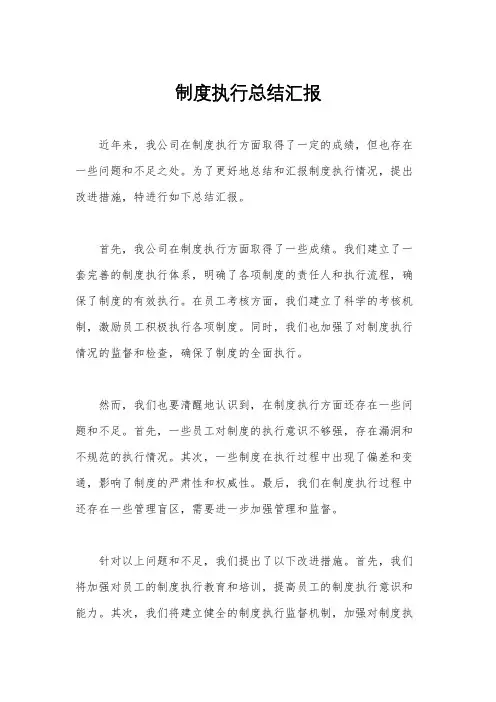 制度执行总结汇报