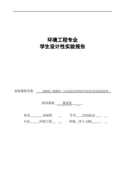 污泥比阻  设计实验报告解析