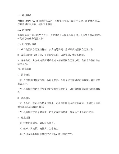 集团防台防汛应急预案