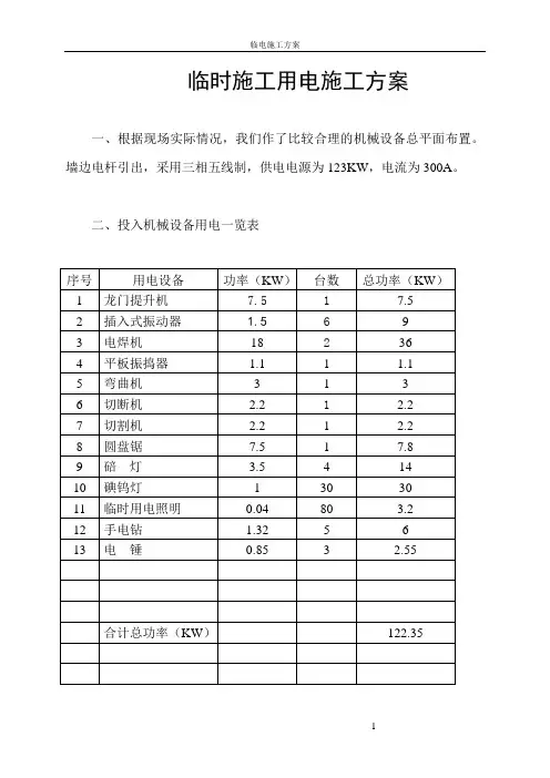 临时施工用电方案