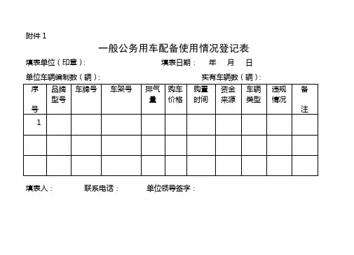 党政机关公务用车登记表