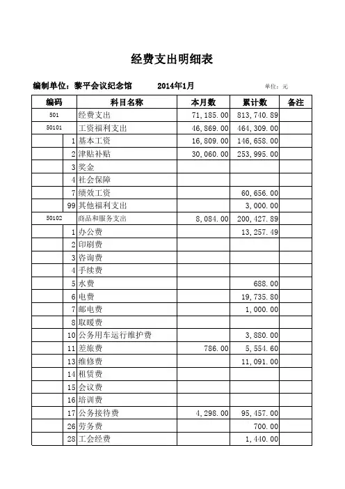 经费支出明细表