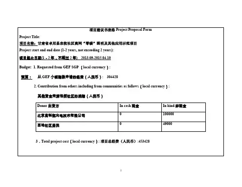项目建议书表格ProjectProposalFormProjectTitle-UNDP