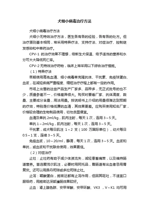犬细小病毒治疗方法