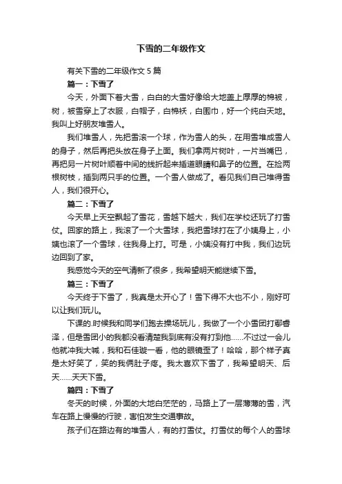 下雪的二年级作文