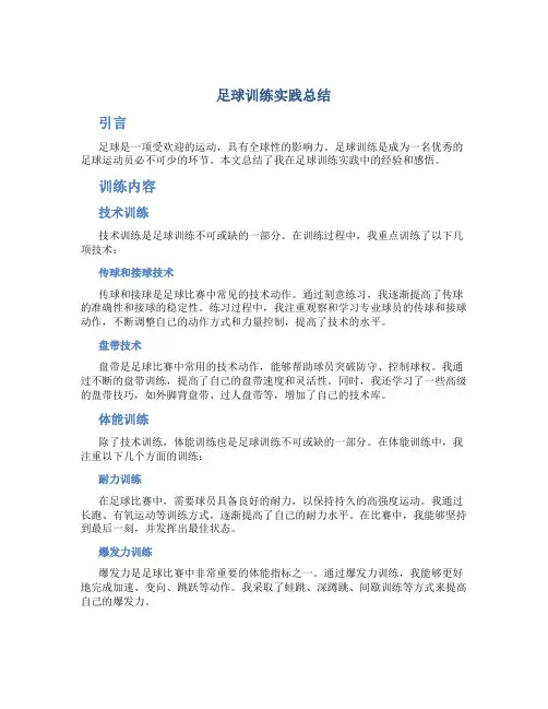 足球训练实践总结