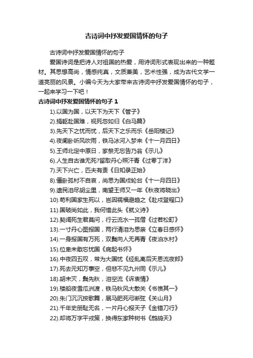 古诗词中抒发爱国情怀的句子