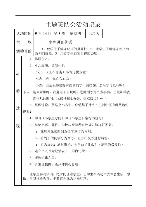 主题班会记录表