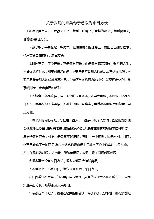 关于岁月的唯美句子总以为来日方长