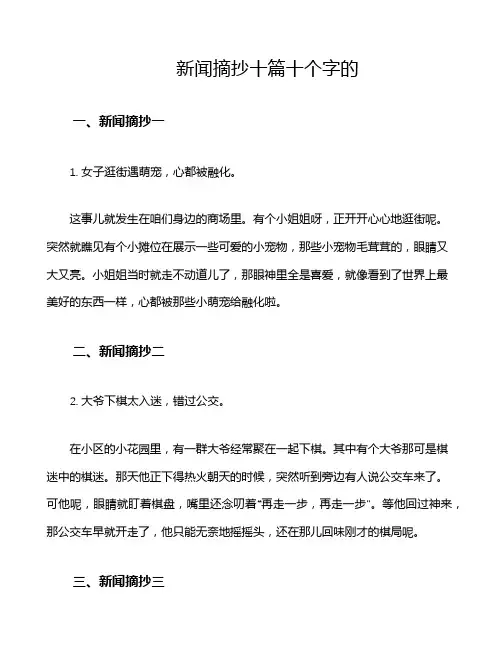 新闻摘抄十篇十个字的
