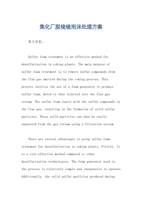 焦化厂脱硫硫泡沫处理方案
