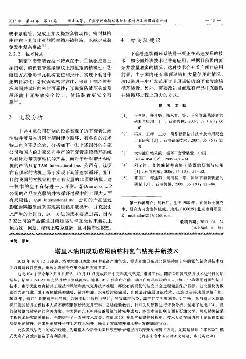 塔里木油田成功应用油钻杆氮气钻完井新技术