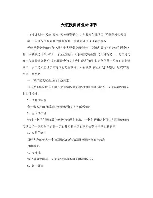 天使投资商业计划书