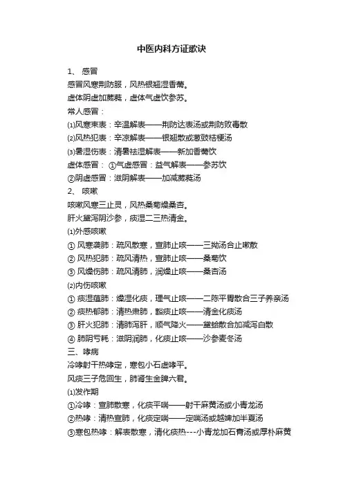 中医内科方证歌诀