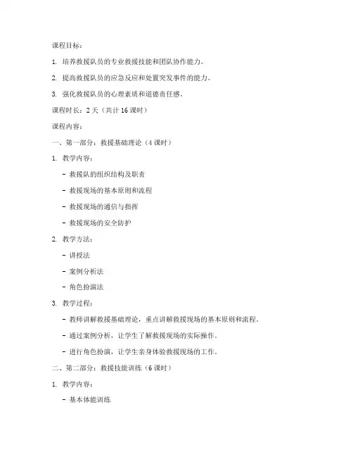 救援队教官组教案模板范文