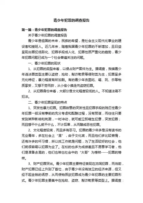 青少年犯罪的调查报告