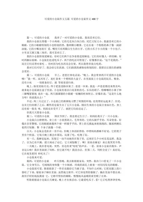 可爱的小仓鼠作文五篇 可爱的小仓鼠作文400字