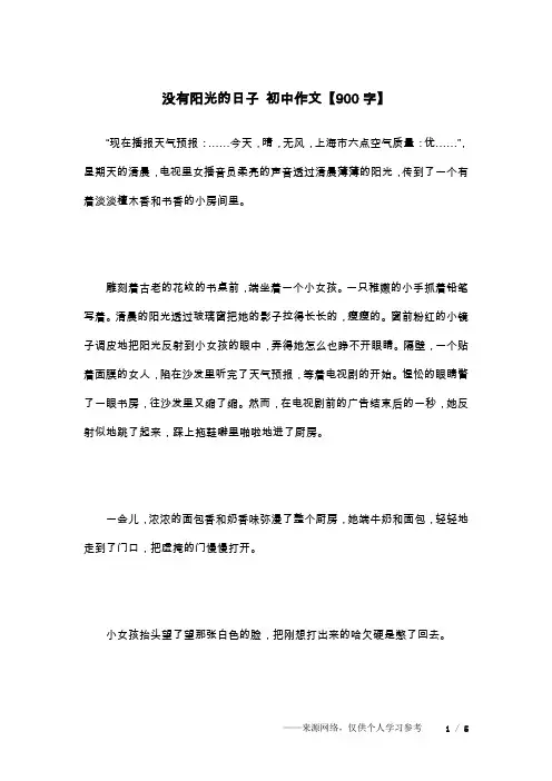 没有阳光的日子 初中作文【900字】