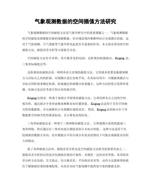 气象观测数据的空间插值方法研究