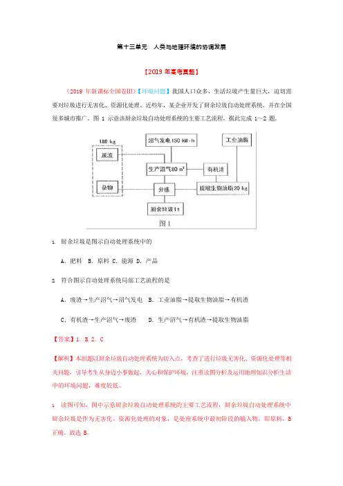2020高考地理真题分类汇编第十三单元  人类与地理环境的协调发展