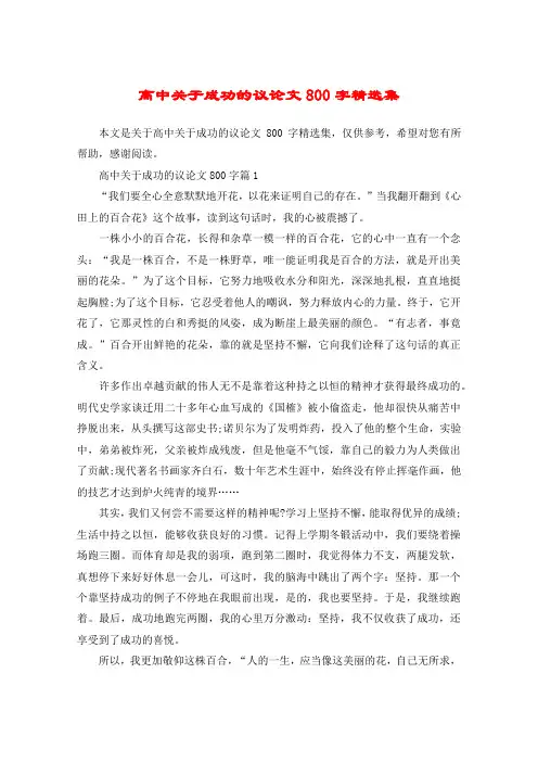 高中关于成功的议论文800字精选集