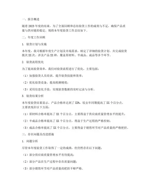 年度验货总结报告范文