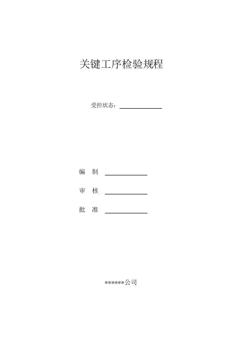 关键工序检验规程