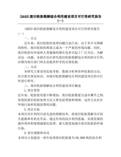 (2023)废旧轮胎裂解综合利用建设项目可行性研究报告(一)